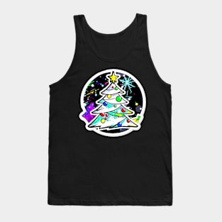 Wintery Night Kawaii Christmas Tree Tank Top